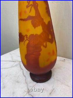 Unique Art Nouveau Glass Vase with Parrot, Signed