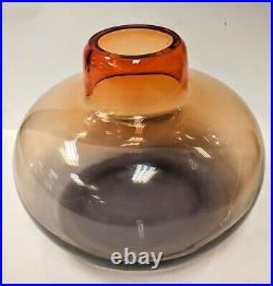 Unique Vintage Large Glass Fishbowl Squat Vase Un-signed Mid-century Modern