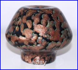 V Nason Italian Art Glass Vase Signed 1999 Copper Adventurine Small 4.5 inches