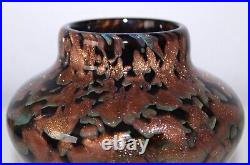 V Nason Italian Art Glass Vase Signed 1999 Copper Adventurine Small 4.5 inches