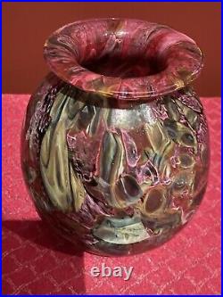 VERY RARE- Robert Eickholt Art Glass Vase Signed 2000- AMAZING COLORS