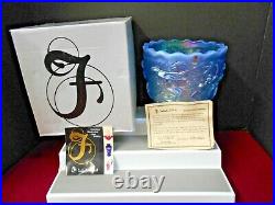 VERY RARE VINTAGE Blue Fenton Art Glass Carnival Mermaid Planter/Vase Signed