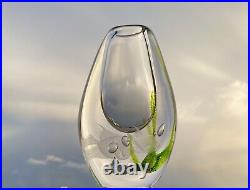 VICKE LINDSTRAND KOSTA BODA Vase Fish Seaweed Solid Art Glass Signed 1950's, H9