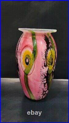 VINTAGE 1995 Robert Eickholt HAND BLOWN Art Glass VASE Signed