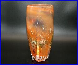 VINTAGE Hand-Blown Orange Lava Art Glass Splatter Vase (SIGNED 1981)