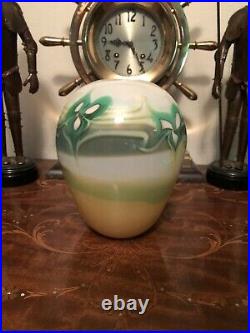 VINTAGE Nancy Freeman Art Glass Vase Multicolor Decoration! Signed 1976 6.5
