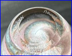 VTG 1982 Nourot Studio Art Glass Pink Gray Swirl Vase Signed by David L. Lindsay