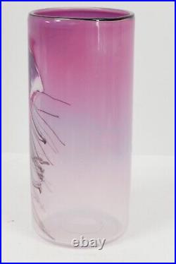 VTG Erik Brakken Studio Art Glass Vase 1988 Signed Large Cylindrical 11.5