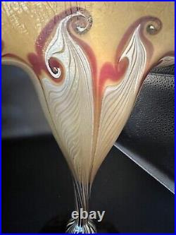 Vandermark Pulled Feather Glass Vase Fan Shape Doug Merritt Stephen Smarr signed
