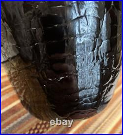 Very Early Richard Satava Alligator Skin Tree Bark Scales Art Glass Vase 1985
