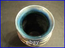 Victor DURAND Blue Iridescent Threaded Art Glass Vase