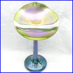 Vintage 1979 Orient & Flume Art Glass Vase Signed Jack in the Pulpit Vase 13.3
