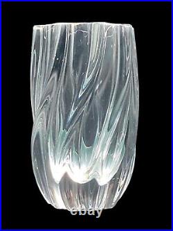 Vintage 1980's Kosta Boda Twisted Blown Art Glass Crystal Vase Signed Ehrner