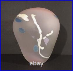 Vintage 1980s Post Modern Art Glass Vase Margaret Mohr Signed 9 Tall