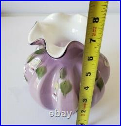 Vintage 2003 FENTON Art Glass Vase SWEETBRIAR Plum Purple Overlay 7 Tall