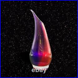 Vintage Art Glass Sommerso Wave Vase Canada Amethyst Red Green Signed 13T 5W