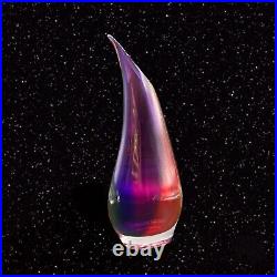 Vintage Art Glass Sommerso Wave Vase Canada Amethyst Red Green Signed 13T 5W