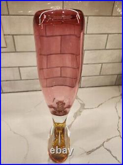 Vintage Art Glass Vase by Adam Jablonski Signed 13 1/2 Inches Handblown