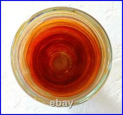 Vintage Artist Signed Art Glass 16 Vase, Red, Orange, Yellow, Purple