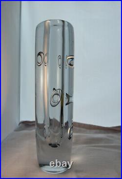 Vintage Asta Stromberg Strombergshyttan Vase MCM Bubbles Rings Clear B942 Signed