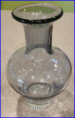 Vintage Blenko Amethyst Glass Floral Vase Signed And Stamped