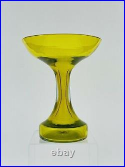 Vintage Blenko Glass 5919 Vase in Jonquil Husted Design Etched Signed