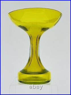 Vintage Blenko Glass 5919 Vase in Jonquil Husted Design Etched Signed