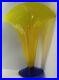 Vintage-Blenko-Handblown-Glass-Fan-Vase-Yellow-Blue-Signed-Richard-Blenko-12-5-01-hbe