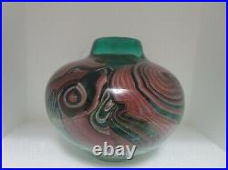 Vintage Brent Kee Young Green Studio Art Glass Vessel Vase Signed 1984