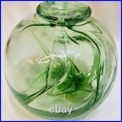 Vintage Brian LONSWAY Signed Glass Green 4 CHAMBER Vessel / Vase