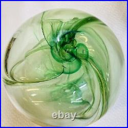 Vintage Brian LONSWAY Signed Glass Green 4 CHAMBER Vessel / Vase