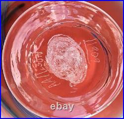 Vintage Bulbous Modern Red Aventurine Studio Art Glass Vase, A Arthur Allison