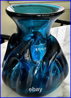 Vintage CHET COLE USA SIGNED Abstract HAND BLOWN ART GLASS VASE