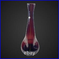 Vintage Enesco Cranberry Pinch Long Vase Italia 14T 2D Bottle Vase With Label