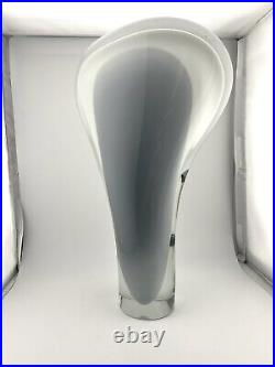 Vintage Flygsfors Coquille Art Glass Biomorphic Vase by Paul Kedelv Signed 1956