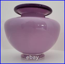Vintage Hand Blown Art cased Glass Purple Vase Signed Robinson Scott 1993 19