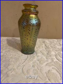 Vintage Hand Made Iridescent Art Glass Vase, Signed Lundberg Studios, 1977