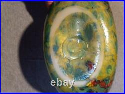Vintage Hand-blown Hand-painted Artisan Made Signed Art Glass Vase