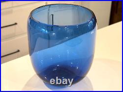 Vintage Iittala Suomi Finish Commemorative Blue Glass Vase Signed Oiva Toikka