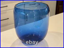 Vintage Iittala Suomi Finish Commemorative Blue Glass Vase Signed Oiva Toikka