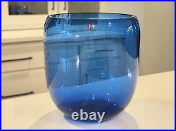 Vintage Iittala Suomi Finish Commemorative Blue Glass Vase Signed Oiva Toikka