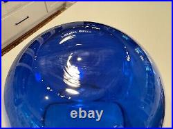 Vintage Iittala Suomi Finish Commemorative Blue Glass Vase Signed Oiva Toikka