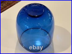 Vintage Iittala Suomi Finish Commemorative Blue Glass Vase Signed Oiva Toikka