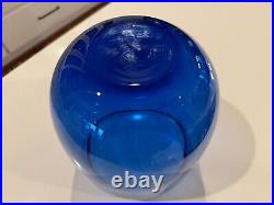 Vintage Iittala Suomi Finish Commemorative Blue Glass Vase Signed Oiva Toikka