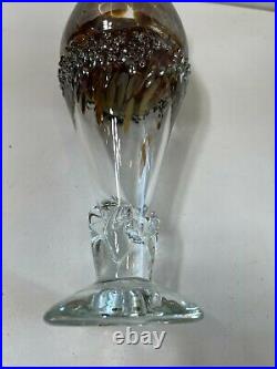 Vintage John Barber Handblown Iridescent Art Glass Vase, Signed, 11 1/4 Tall