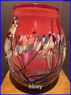 Vintage John Gerletti Studio Blown ART Glass Abstract Mosaic Vase Signed & Dated