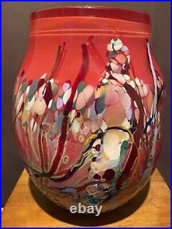 Vintage John Gerletti Studio Blown ART Glass Abstract Mosaic Vase Signed & Dated