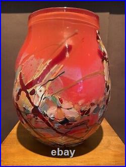 Vintage John Gerletti Studio Blown ART Glass Abstract Mosaic Vase Signed & Dated