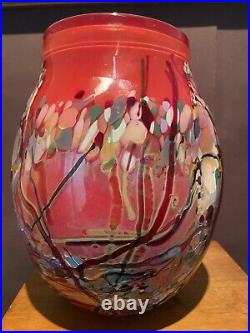 Vintage John Gerletti Studio Blown ART Glass Abstract Mosaic Vase Signed & Dated