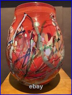 Vintage John Gerletti Studio Blown ART Glass Abstract Mosaic Vase Signed & Dated